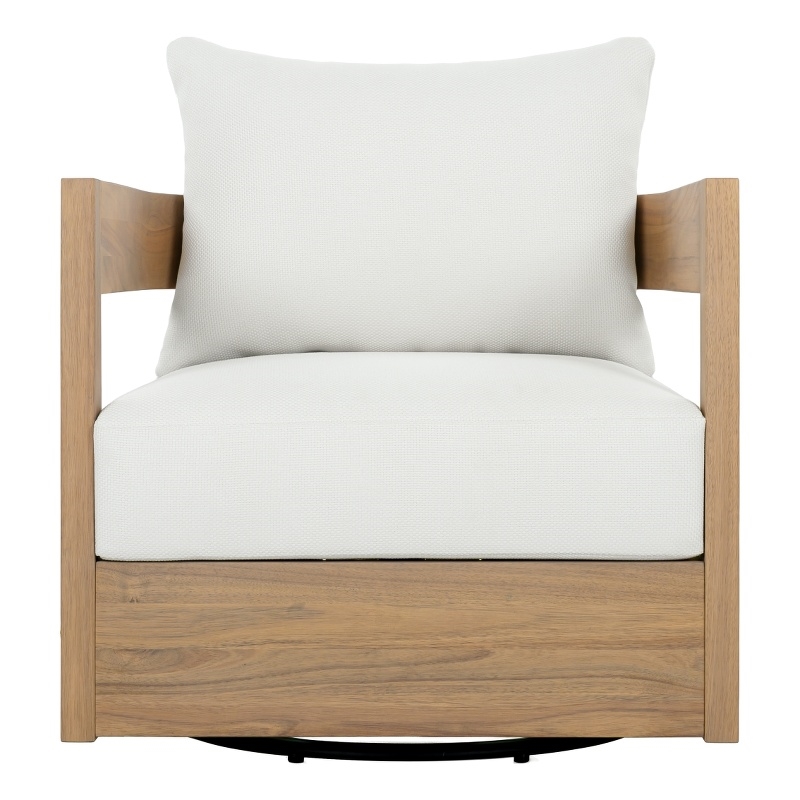 Safavieh Kento Wood Swivel Chair in Oak / Ivory