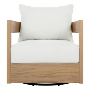 Safavieh Kento Wood Swivel Chair in Oak / Ivory