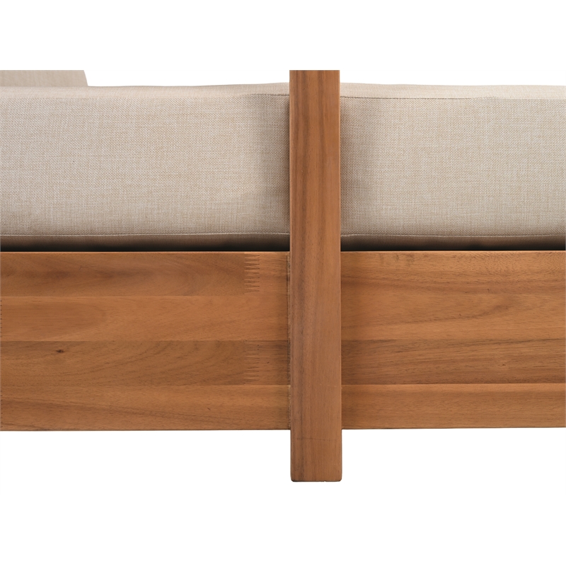 Safavieh Kento Wood Daybed in Natural / Taupe