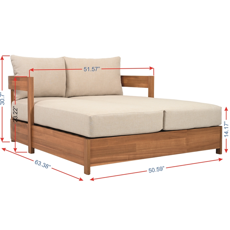 Safavieh Kento Wood Daybed in Natural / Taupe