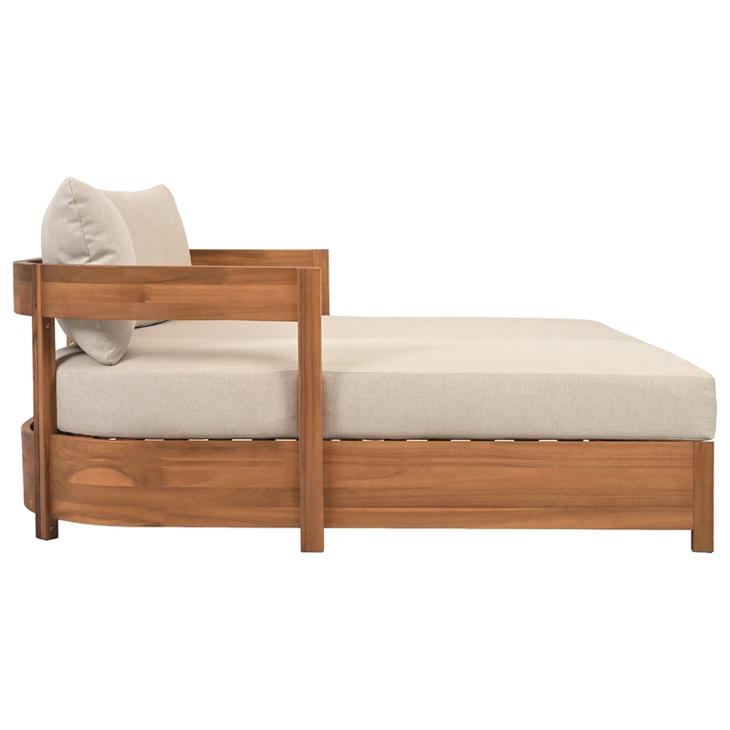 Safavieh Kento Wood Daybed in Natural / Taupe