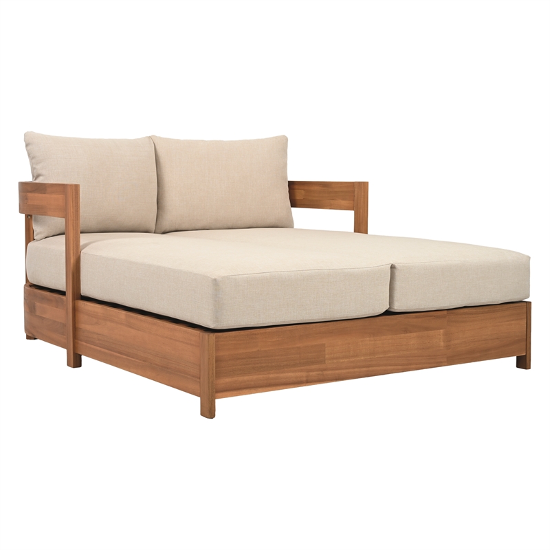Safavieh Kento Wood Daybed in Natural / Taupe
