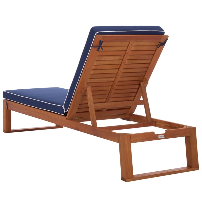 Safavieh Sophie Wood Lounger in Natural / Navy