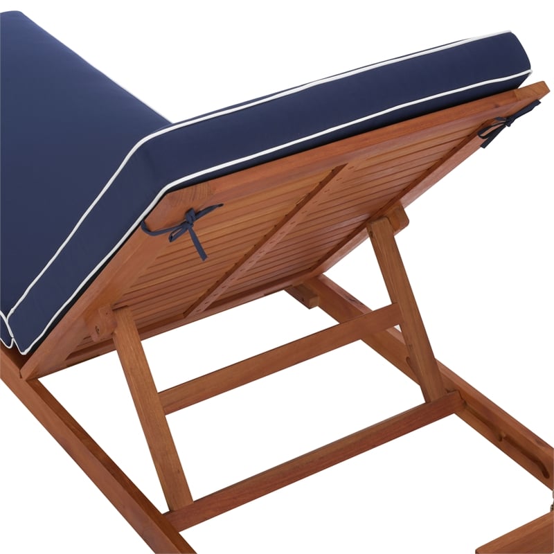 Safavieh Sophie Wood Lounger in Natural / Navy