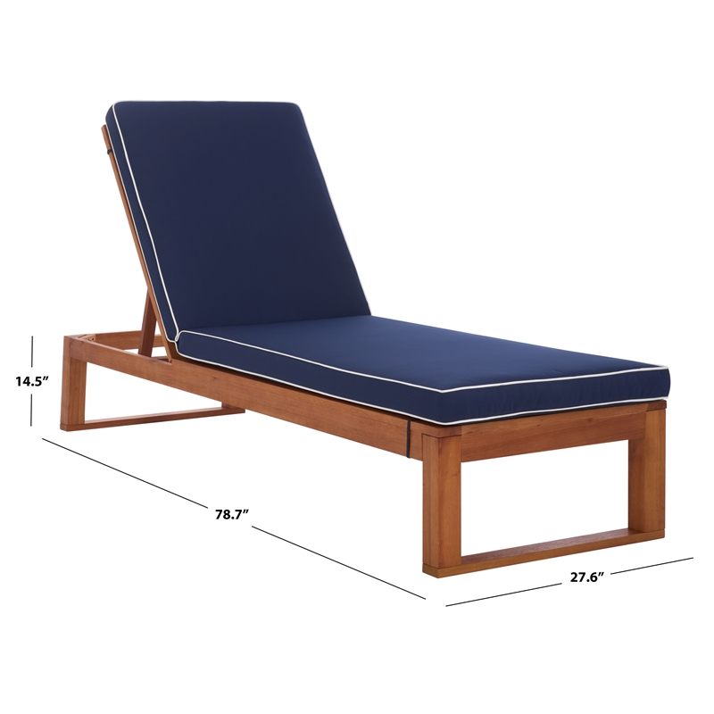 Safavieh Sophie Wood Lounger in Natural / Navy