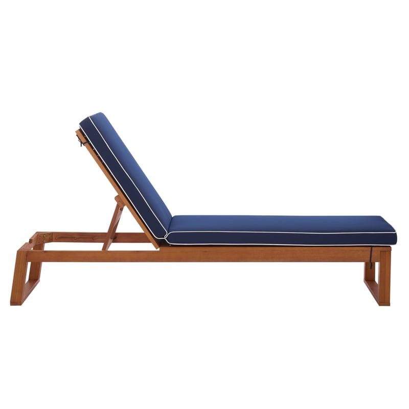 Safavieh Sophie Wood Lounger in Natural / Navy