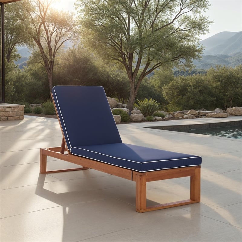 Safavieh Sophie Wood Lounger in Natural / Navy