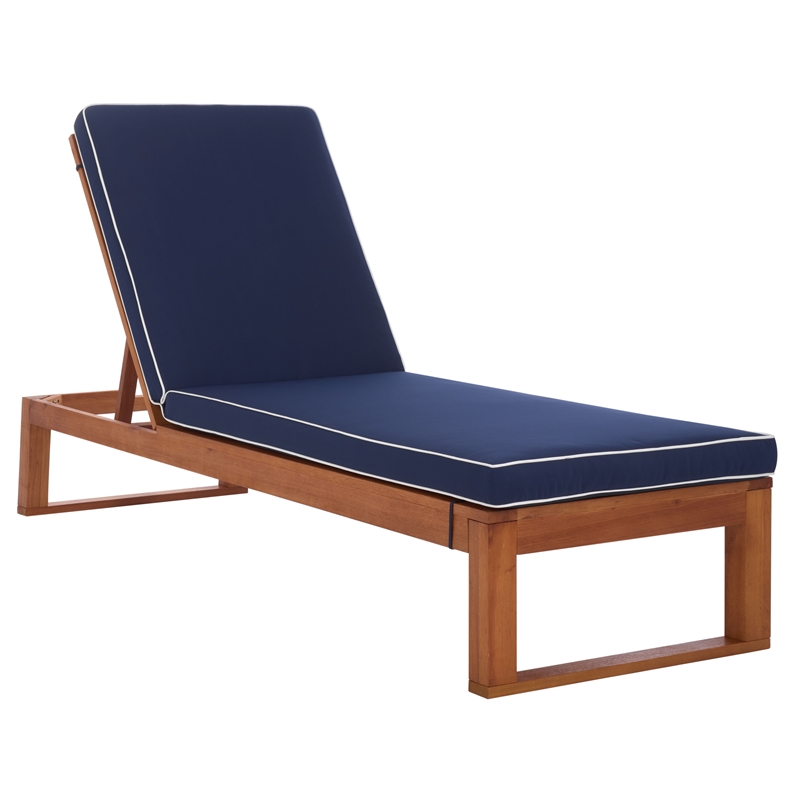 Safavieh Sophie Wood Lounger in Natural / Navy