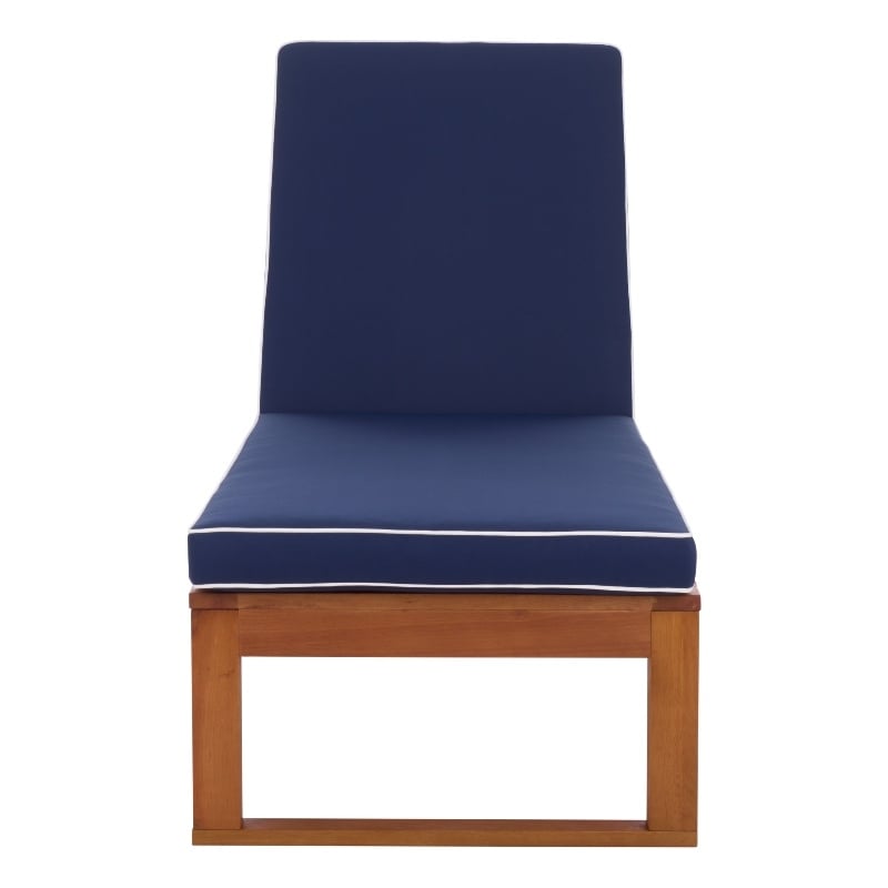 Safavieh Sophie Wood Lounger in Natural / Navy