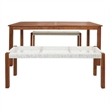 Safavieh Aquina Wood and Fabric Dining Set in Natural / White