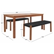 Safavieh Aquina Wood and Fabric Dining Set in Natural / Black
