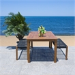 Safavieh Aquina Wood and Fabric Dining Set in Natural / Black