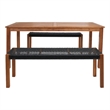 Safavieh Aquina Wood and Fabric Dining Set in Natural / Black