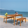 Safavieh Europa Wood and Fabric Dining Set in Natural