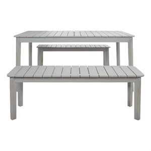 Safavieh Europa Wood and Fabric Dining Set in Gray