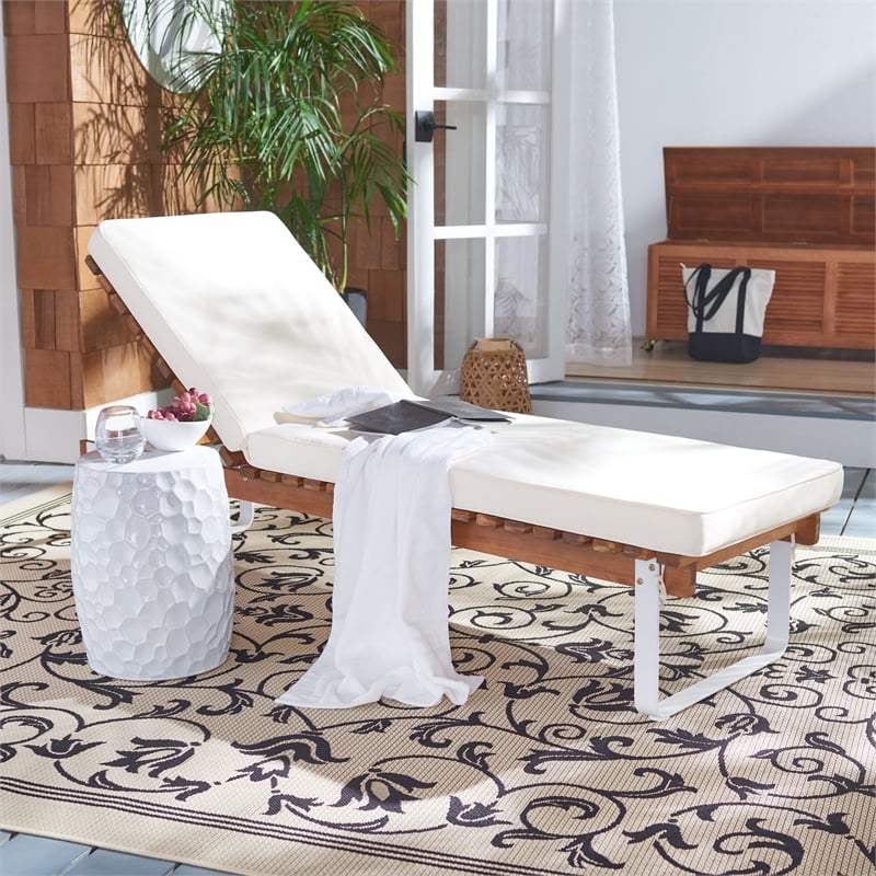 Safavieh Nuca Wood Sunlounger in Natural / White