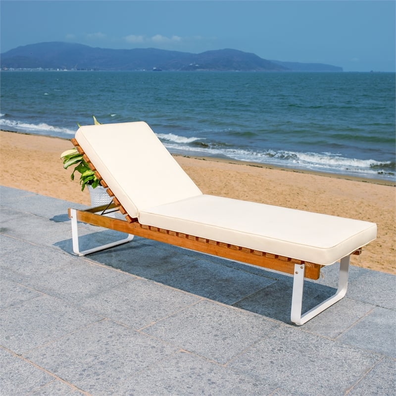 Safavieh Nuca Wood Sunlounger in Natural / White