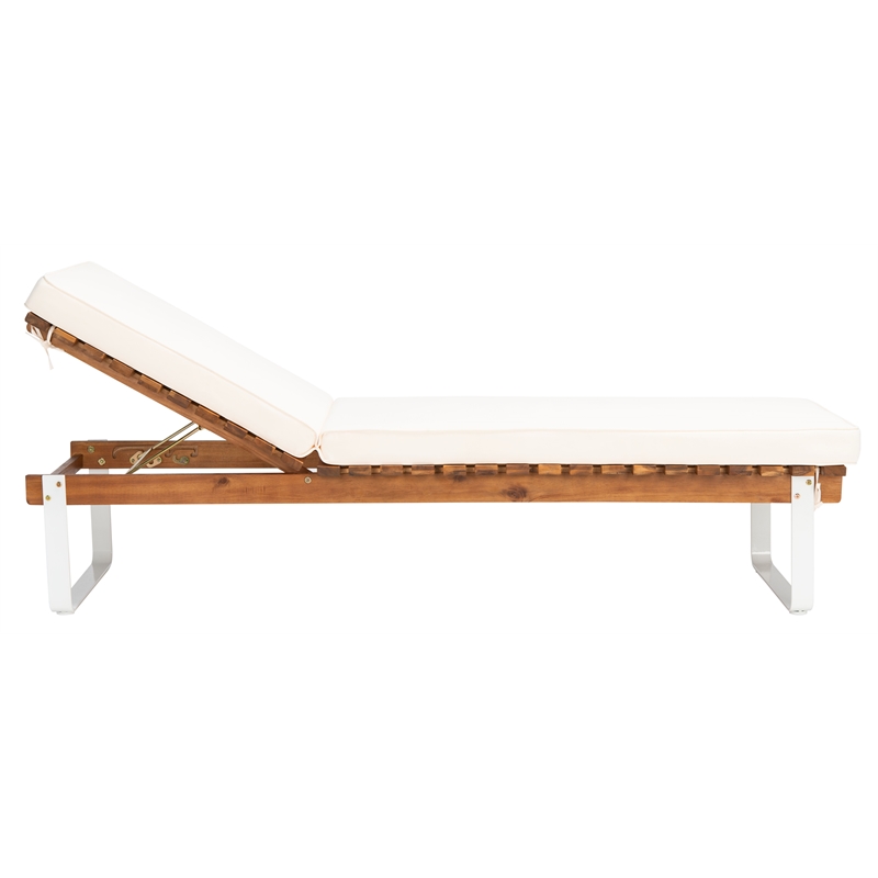 Safavieh Nuca Wood Sunlounger in Natural / White