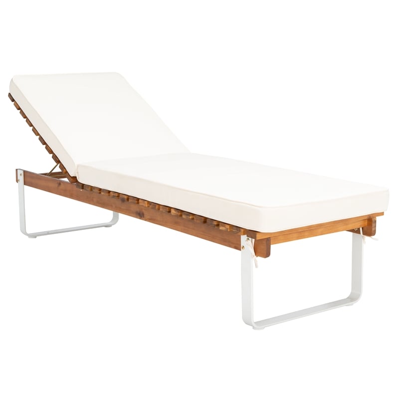 Safavieh Nuca Wood Sunlounger in Natural / White