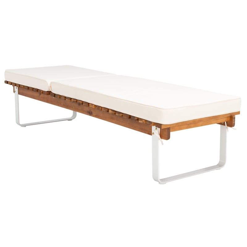 Safavieh Nuca Wood Sunlounger in Natural / White