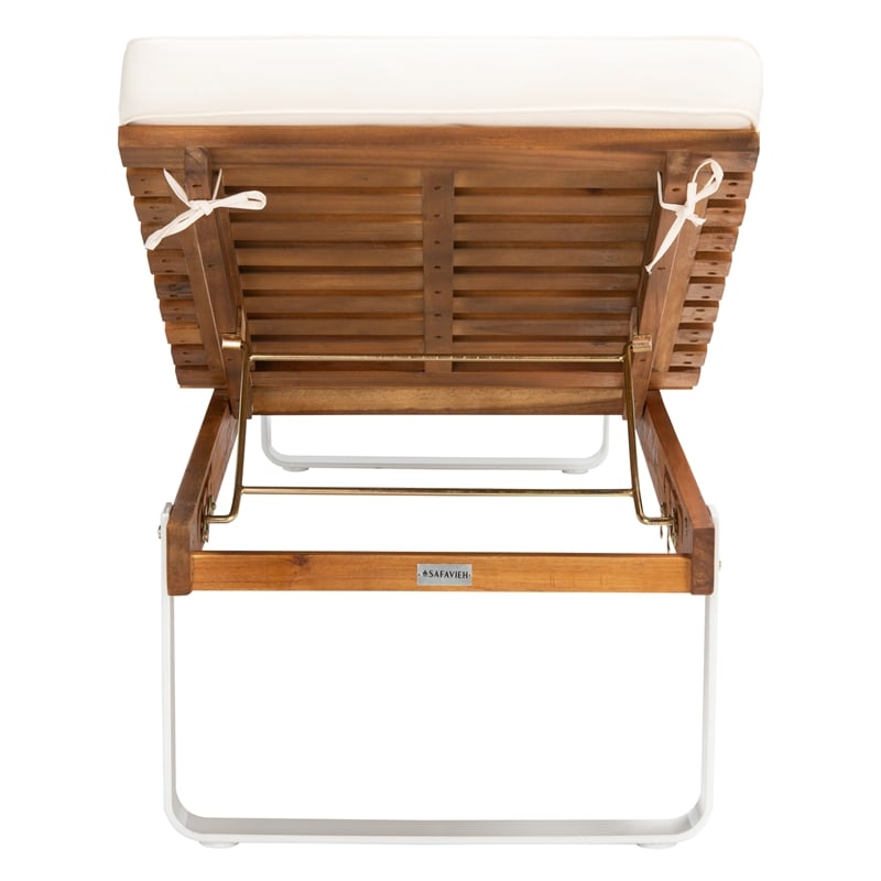 Safavieh Nuca Wood Sunlounger in Natural / White
