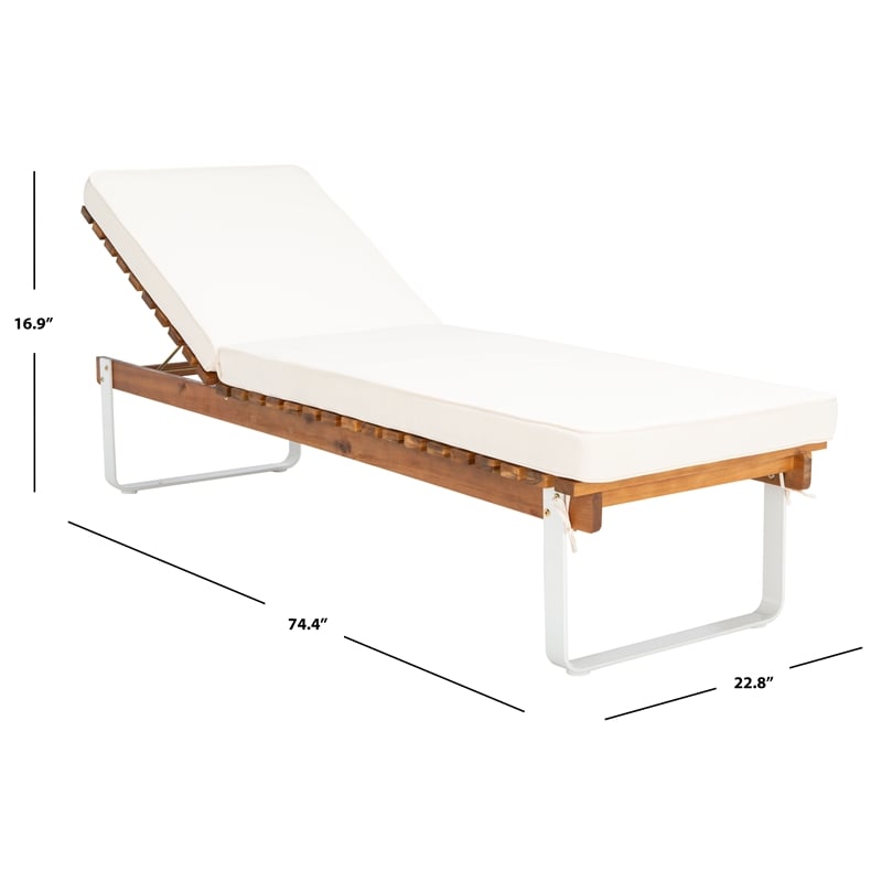 Safavieh Nuca Wood Sunlounger in Natural / White