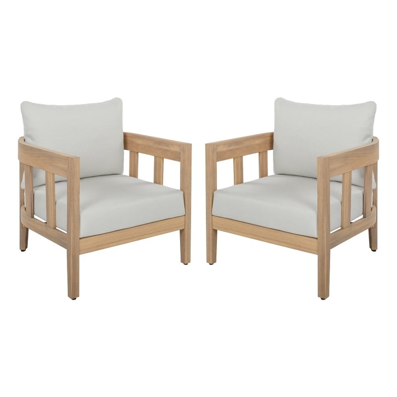 Safavieh Owen Wood Chair Set of 2 in Oak / Ivory