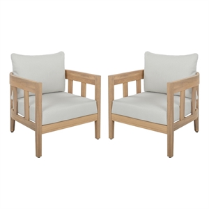 Safavieh Owen Wood Chair Set of 2 in Oak / Ivory