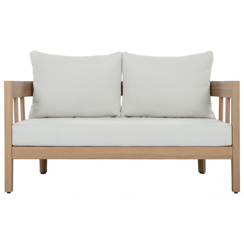 Safavieh Owen Wood Bench + Table  in Oak / Ivory