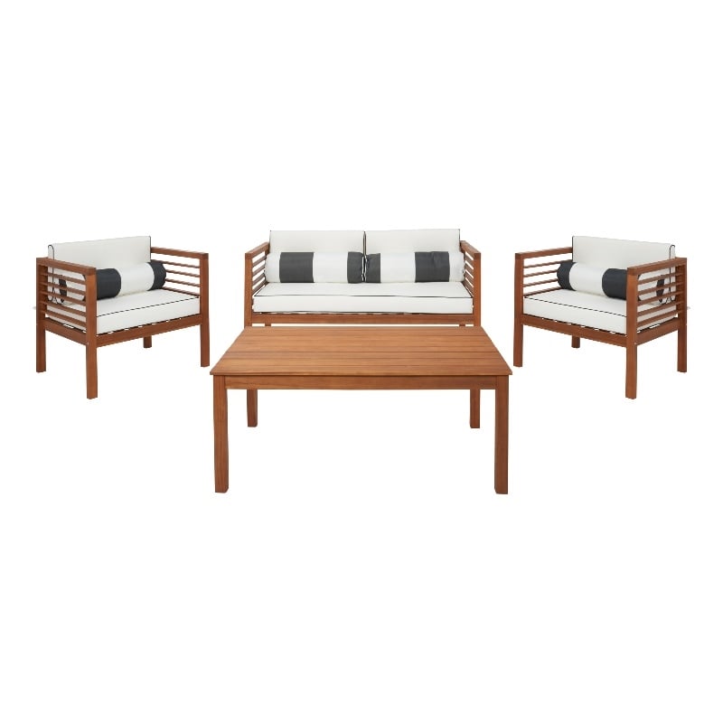Safavieh Alda 4 Pc Wood Living Set  in Natural / Beige