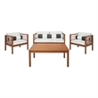 Safavieh Alda 4 Pc Wood Living Set  in Natural / Beige