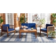 Safavieh Alda 4 Pc Wood Living Set in Natural / Navy