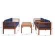 Safavieh Alda 4 Pc Wood Living Set in Natural / Navy