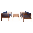 Safavieh Alda 4 Pc Wood Living Set in Natural / Navy