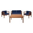 Safavieh Alda 4 Pc Wood Living Set in Natural / Navy