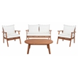 Safavieh Deacon 4 Pc Wood Living Set in Natural / Beige