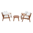 Safavieh Deacon 4 Pc Wood Living Set in Natural / Beige