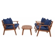 Safavieh Deacon 4 Pc Wood Living Set in Natural / Navy