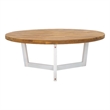 Safavieh Leo Round Wood Coffee Table 3 Legs in Natural / White