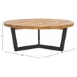 Safavieh Leo Round Wood Coffee Table 3 Legs in Natural / Black