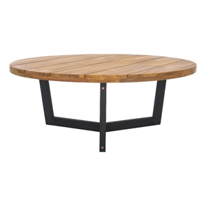 Safavieh Leo Round Wood Coffee Table 3 Legs in Natural / Black