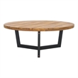 Safavieh Leo Round Wood Coffee Table 3 Legs in Natural / Black