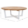 Safavieh Leo Round Wood Coffee Table 4 Legs in Natural / White