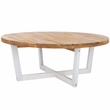 Safavieh Leo Round Wood Coffee Table 4 Legs in Natural / White