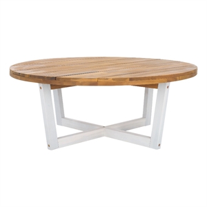 Safavieh Leo Round Wood Coffee Table 4 Legs in Natural / White