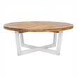 Safavieh Leo Round Wood Coffee Table 4 Legs in Natural / White
