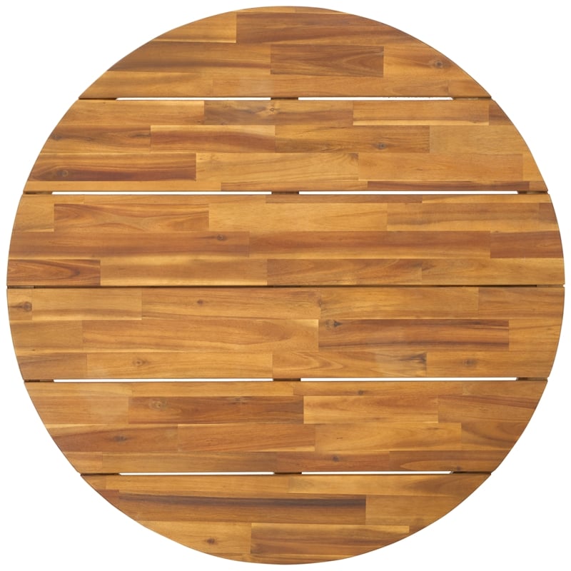 Safavieh Leo Round Wood Coffee Table 4 Legs in Natural / Black