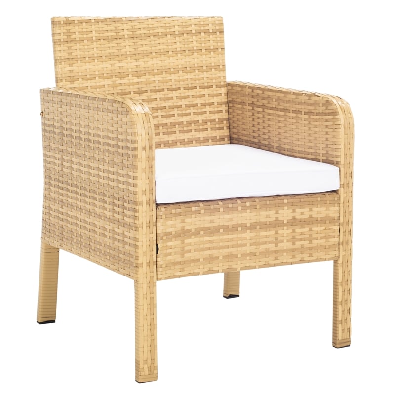 Safavieh Aboka 4Pc Wicker and Rattan Living Set in Natural / White