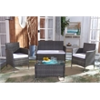 Safavieh Bandele 4Pc Wicker and Rattan Living Set in Gray / Brown / White