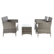 Safavieh Bandele 4Pc Wicker and Rattan Living Set in Gray / Brown / White